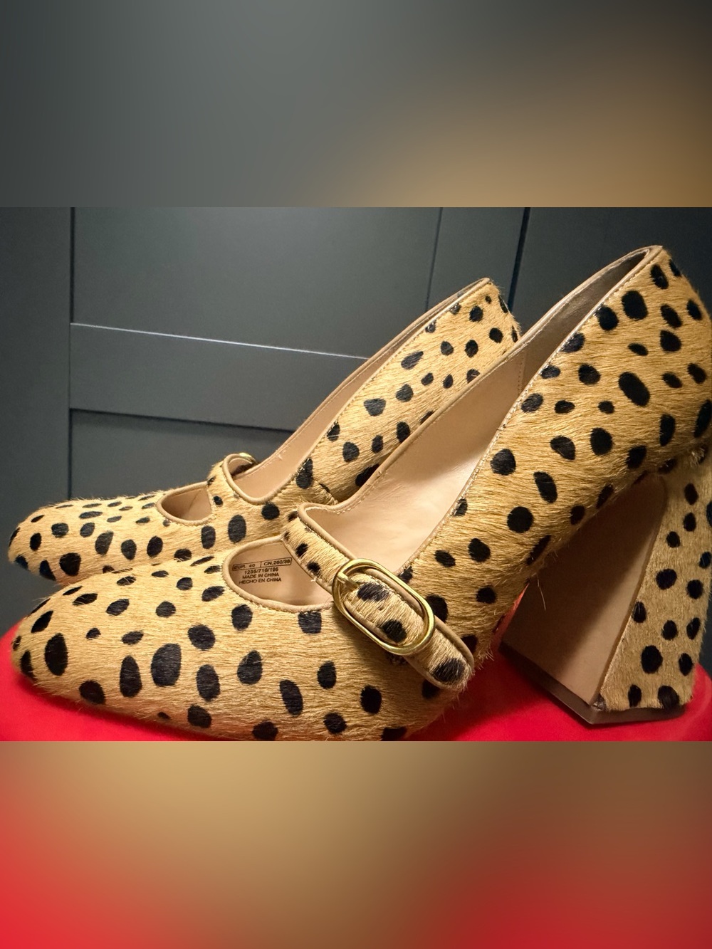 Zara Leopard Print Block Heel Pumps - Women